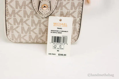 Michael Kors Travel XS Light Cream Signature PVC Duffle Crossbody Handbag